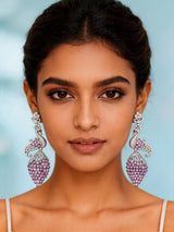Peacock Motif Cubic Zirconia Studded Brass Earrings