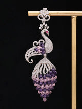 Peacock Motif Cubic Zirconia Studded Brass Earrings
