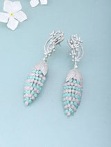Pink Zircon Ear Cuff Chandelier Earrings with Beaded Tassels
