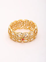 Polki Studded Openable Brass Bangle in Golden Rose Gold