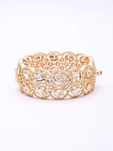 Polki Studded Openable Brass Bangle in Golden Rose Gold