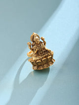 Seated Goddess Lakshmi Temple Sterling Silver Adjustable Ring