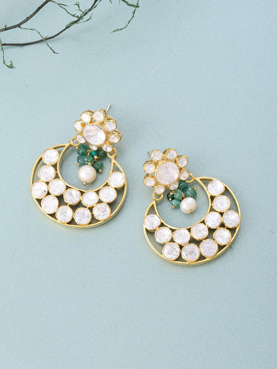 Moissanite Sterling Silver Chandbali Earrings