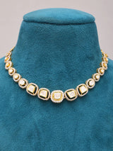 Stone Studded Gold Tone Sterling Silver Tennis Necklace Set