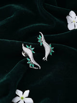 Vine Motif American Diamond Brass Ear Cuff Earrings