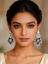 Floral Cubic Zirconia Earrings with Coloured Stone Drops