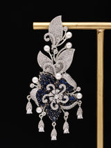 Floral Cubic Zirconia Earrings with Coloured Stone Drops
