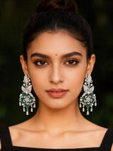 Floral Cubic Zirconia Earrings with Coloured Stone Drops