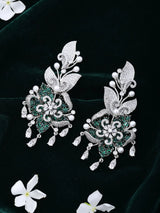 Floral Cubic Zirconia Earrings with Coloured Stone Drops