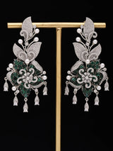 Floral Cubic Zirconia Earrings with Coloured Stone Drops