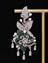 Floral Cubic Zirconia Earrings with Coloured Stone Drops