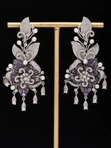 Floral Cubic Zirconia Earrings with Coloured Stone Drops
