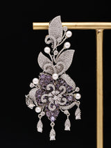 Floral Cubic Zirconia Earrings with Coloured Stone Drops
