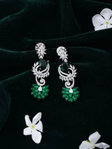 Cubic Zirconia Vine Tendril Brass Earrings