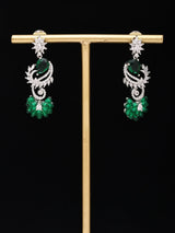 Cubic Zirconia Vine Tendril Brass Earrings
