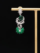 Cubic Zirconia Vine Tendril Brass Earrings