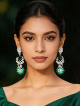 Cubic Zirconia Vine Tendril Brass Earrings