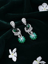 Cubic Zirconia Vine Tendril Brass Earrings