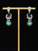 Cubic Zirconia Vine Tendril Brass Earrings