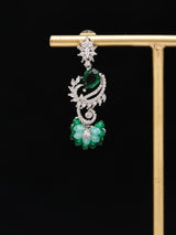 Cubic Zirconia Vine Tendril Brass Earrings