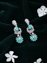 Cubic Zirconia Vine Tendril Brass Earrings