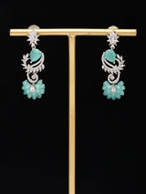 Cubic Zirconia Vine Tendril Brass Earrings