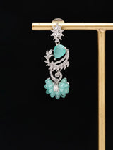 Cubic Zirconia Vine Tendril Brass Earrings
