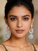 Cubic Zirconia Vine Tendril Brass Earrings