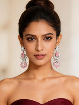 Cubic Zirconia Vine Tendril Brass Earrings