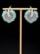 Geometric Dual Tone American Diamond Earrings in Brass