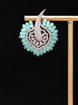 Geometric Dual Tone American Diamond Earrings in Brass