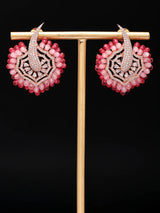 Geometric Dual Tone American Diamond Earrings in Brass