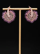 Geometric Dual Tone American Diamond Earrings in Brass