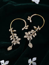 Floral Vine American Diamond Silver Tone Ear Cuff Pair