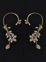 Floral Vine American Diamond Silver Tone Ear Cuff Pair