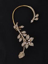 Floral Vine American Diamond Silver Tone Ear Cuff Pair