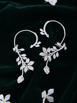 Floral Vine American Diamond Silver Tone Ear Cuff Pair