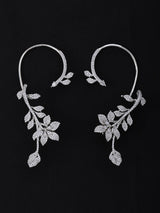 Floral Vine American Diamond Silver Tone Ear Cuff Pair