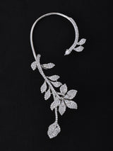 Floral Vine American Diamond Silver Tone Ear Cuff Pair