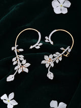 Floral Vine American Diamond Silver Tone Ear Cuff Pair