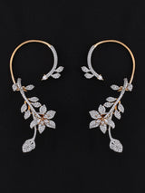 Floral Vine American Diamond Silver Tone Ear Cuff Pair