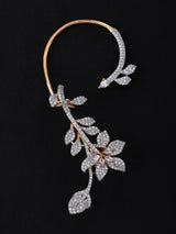 Floral Vine American Diamond Silver Tone Ear Cuff Pair