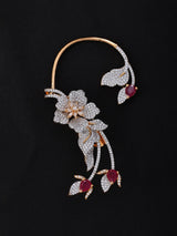 American Diamond and Brass Ear Cuff Earrings in Golden Green