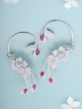 American Diamond and Brass Ear Cuff Earrings in Golden Green