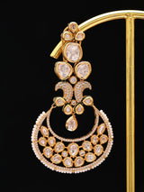 Kundan and Pearl Bridal Chandbali Earrings in Brass