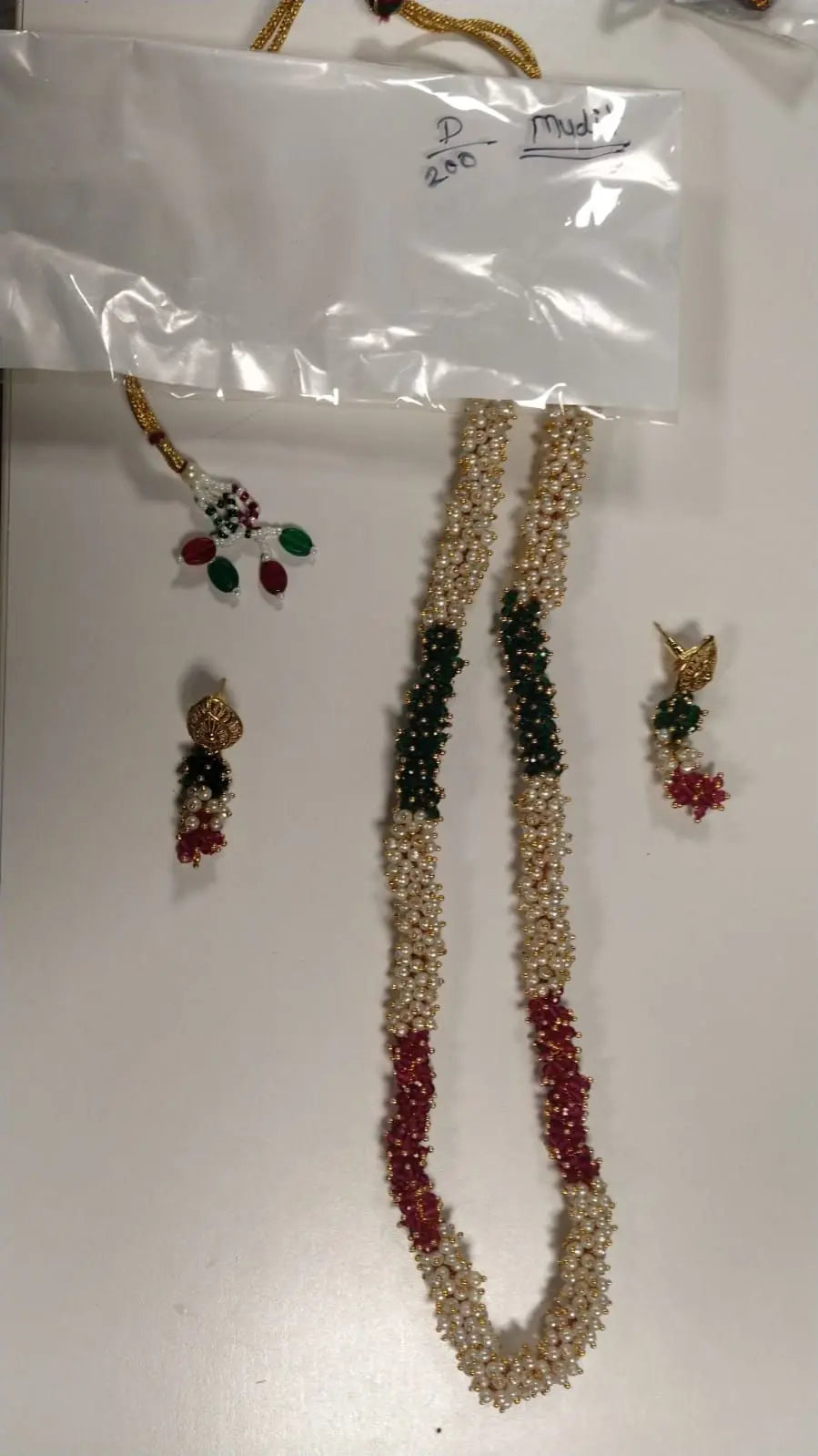 Multicolour Pearl Beaded Necklace and Earrings Set