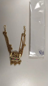 Elephant Motif Multi-Chain Brass Bracelet with Bead Drops