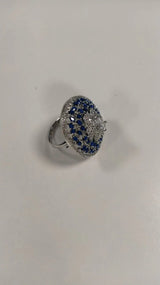 Floral American Diamond Cocktail Ring in Brass