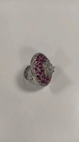 Floral American Diamond Cocktail Ring in Brass