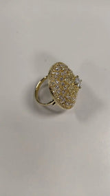 Floral American Diamond Cocktail Ring in Brass